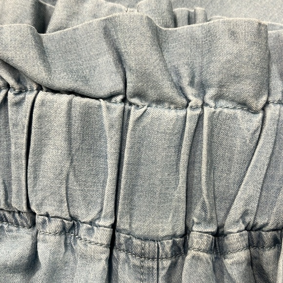THREAD & SUPPLY Paper Bag Belt Waist Wide Leg Slouch Beach Demin Chambray pant S - Picture 12 of 16